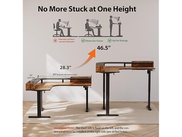 L Shaped Standing Desk with Monitor