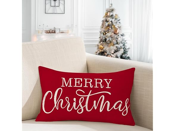 Red Christmas Lumbar Pillow Cover