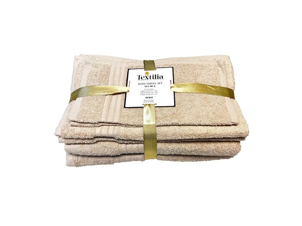 Textilia Set of 6 Bath Towel Set  Beige