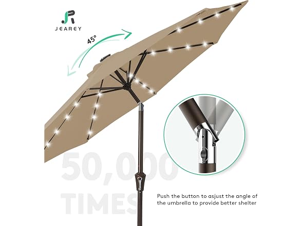 JEAREY 9ft Patio Umbrella Solar Lights