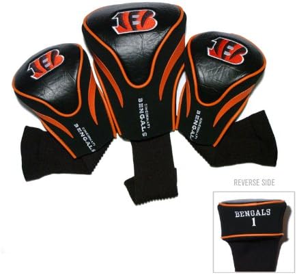 Team Golf NFL Cincinnati Bengals Contour Golf Club Headcovers (3 Count) Numbered 1, 3, & X, Fits Oversized Drivers, Utility, Rescue & Fairway Clubs, Velour lined for Extra Club Protection