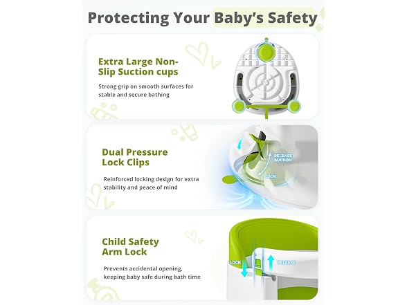 ONTHEWEI Ice Green Baby Bath Seat