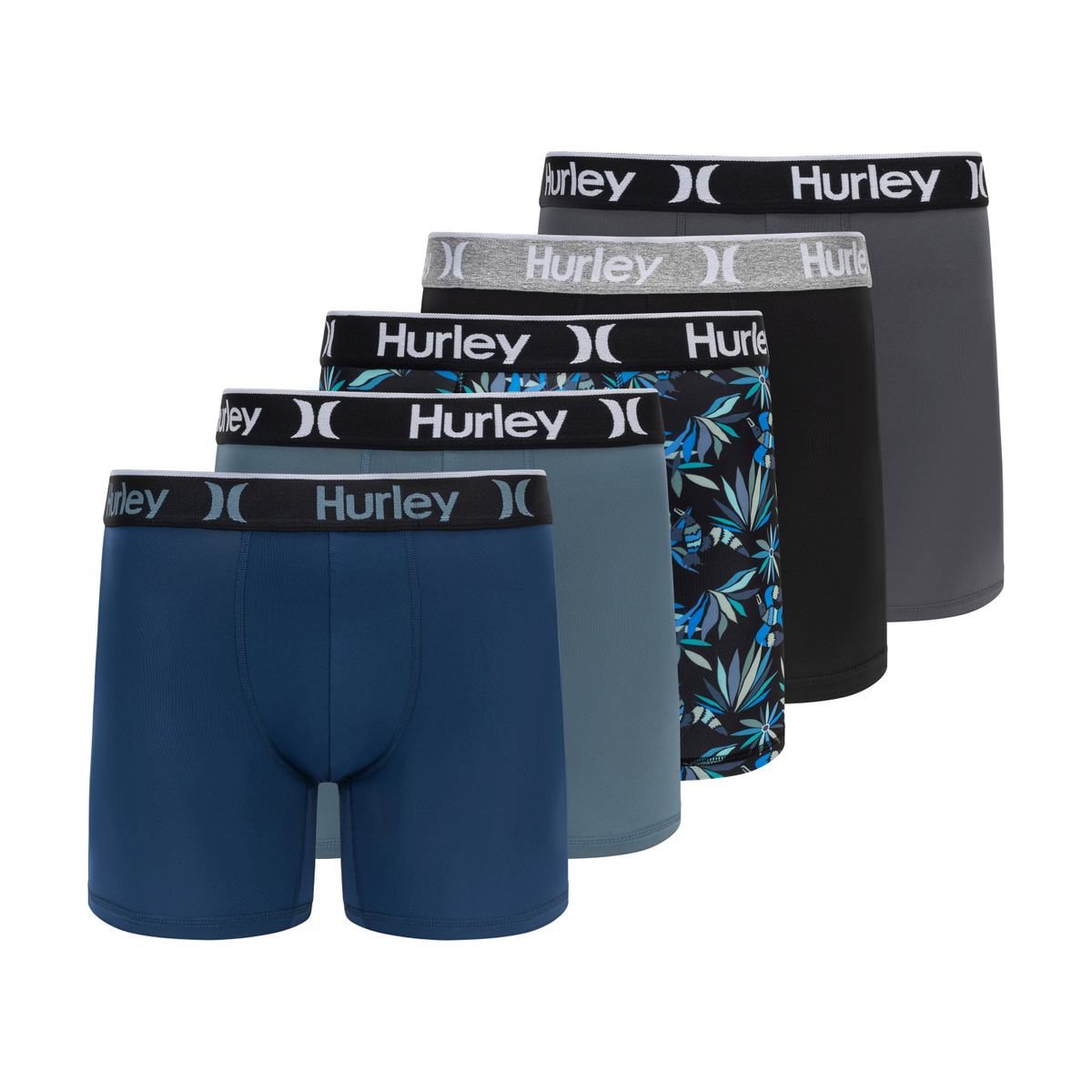 Hurley Men's 5 Pack Printed Boxer Briefs - Gallery 17