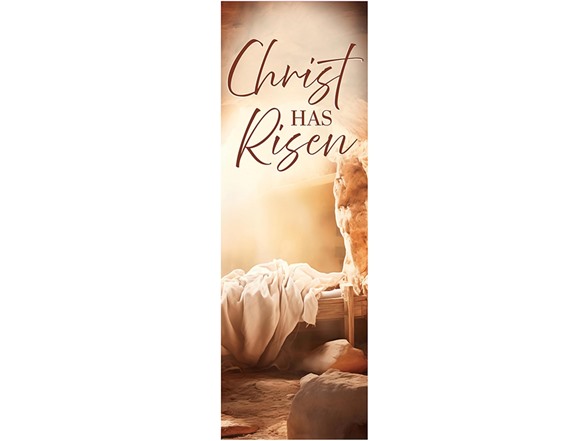 Christian Brands Easter Banner “Christ Has Risen” Tomb Church Banner, 2' x 6'