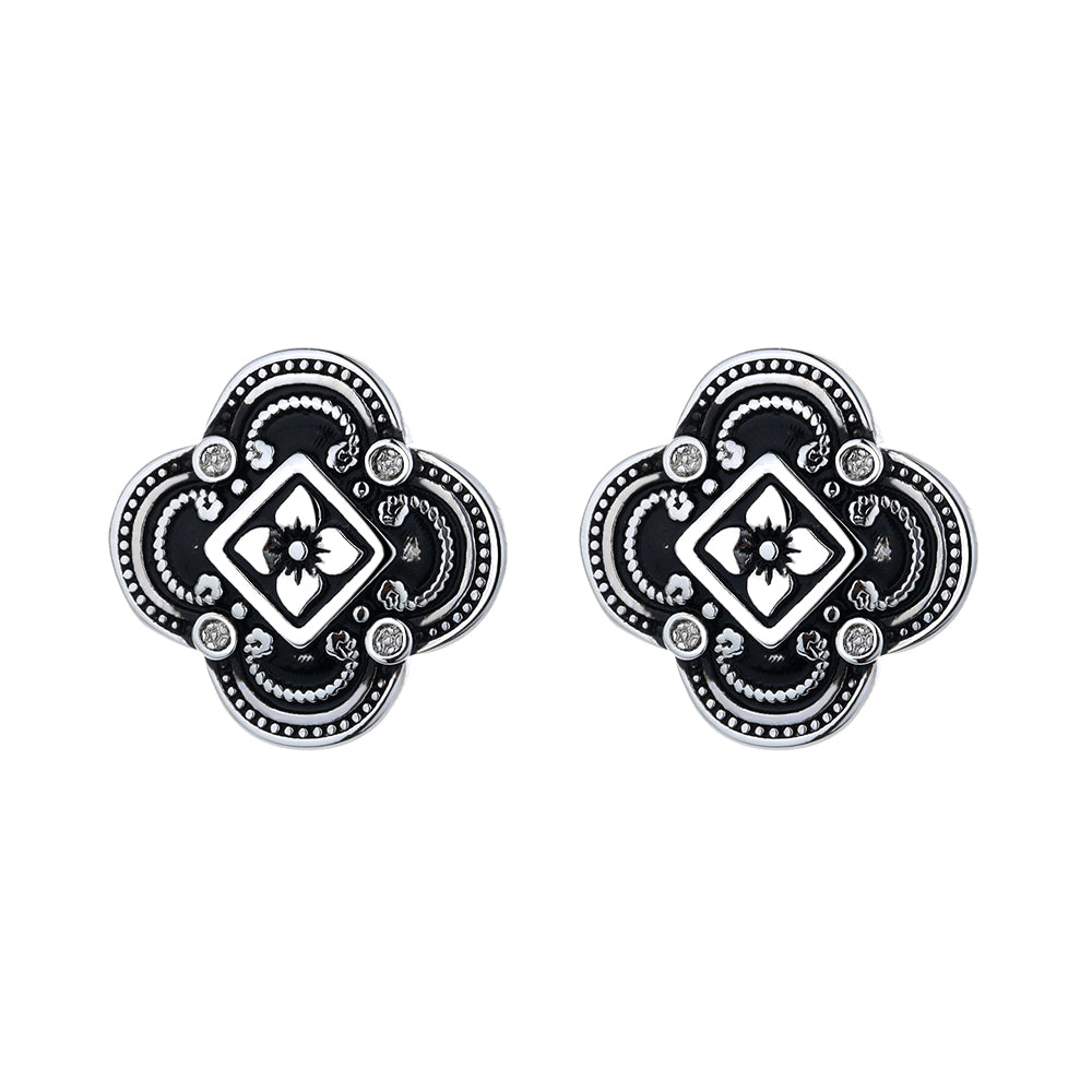 Artisan Sterling Silver Floral Earrings - Gallery 3
