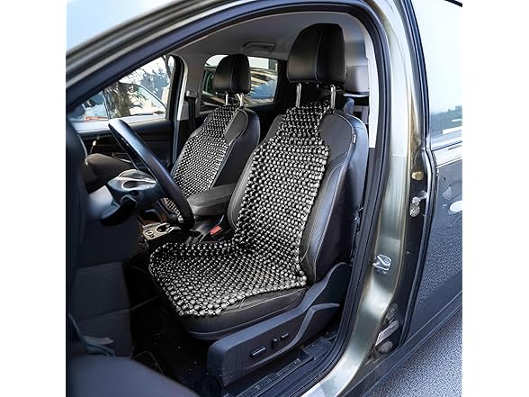 Zone Tech SE0036 Black Wood Beaded Seat Cushion 2 pack