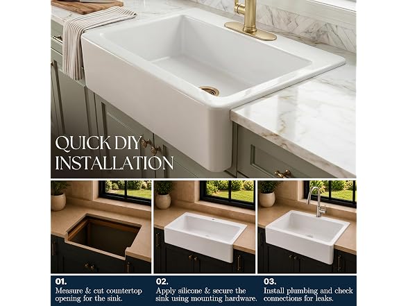 Sinkology Parker 34 in White Fireclay Farmhouse Sink