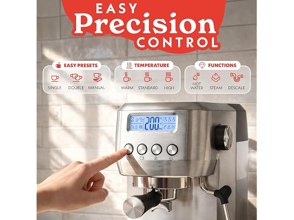 Gourmia Slim Espresso Machine with LCD Screen 