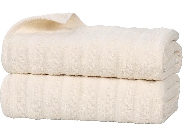 Superior 2PC Zuma Zero Twist Bath Sheets, Ivory