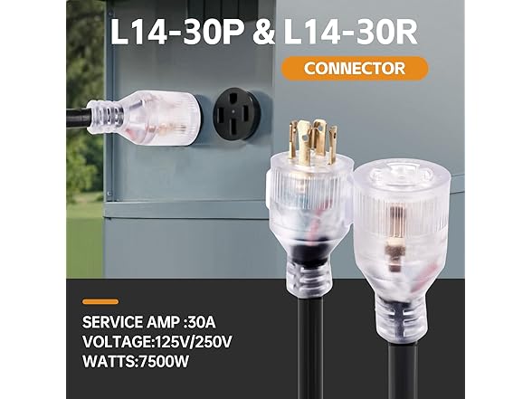 MaxWorks 51117 25 Ft Generator Extension Cord 30 Amp, 4-Prong