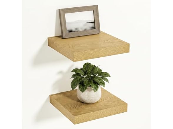 Vivelove Oak Floating Shelves 12" W, 12" Deep