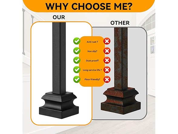 Iron Baluster Shoes 1/2" Black 10Pcs