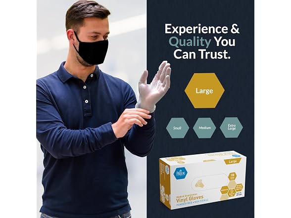 MedPride Vinyl Exam Gloves; Large; 4PK