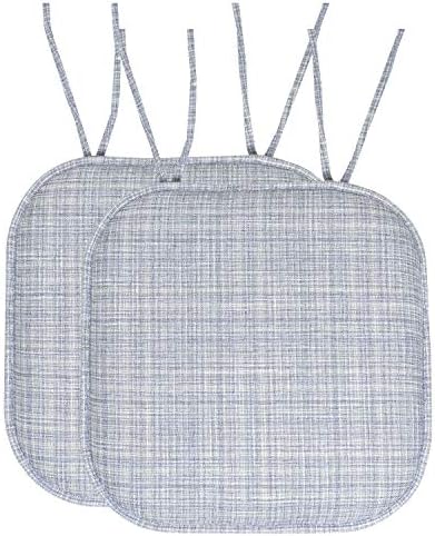 Sweet Home Collection SHC-TIES-CHAIR-PAD-ARIA-SILBLU-2PK 2PK Memory foam chair cuhsions Silver/Blue