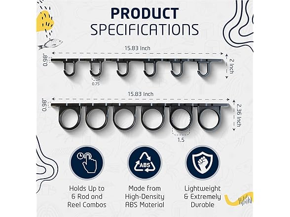 Rush Creek Creations, Ceiling Fishing Rod Holder for 6 Rods