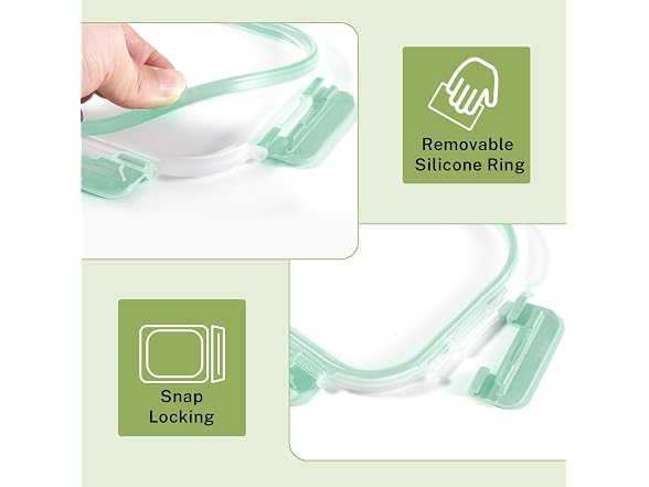HOMBERKING 8pk Light Blue Glass Food Containers