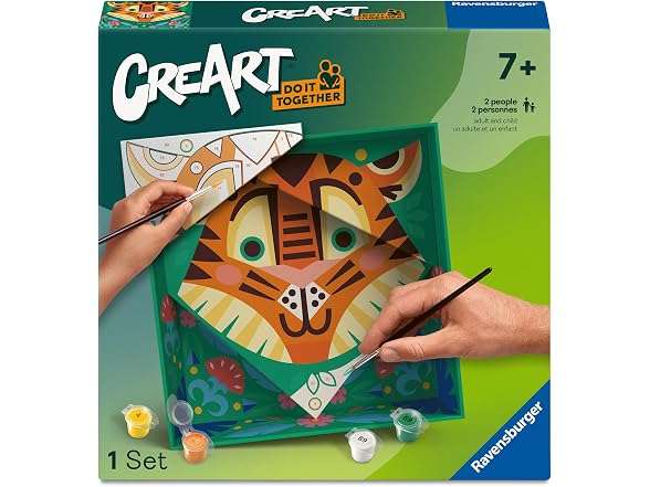 Ravensburger CreArt Do It Together: Tiger Paint‑by‑Number Kit