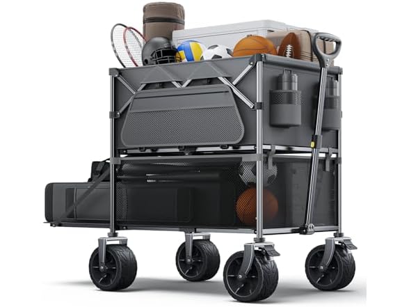 Everyfun 480Lbs Foldable Double Decker Wagon