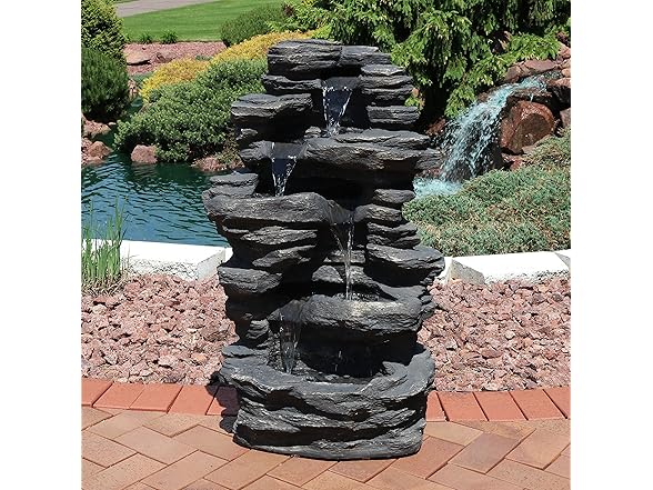 Sunnydaze Rock Falls 39-Inch Polystone Fountain