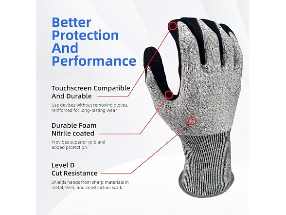 MACSHRK GAR-98 Cut Resistant Work Gloves, 2 Pair