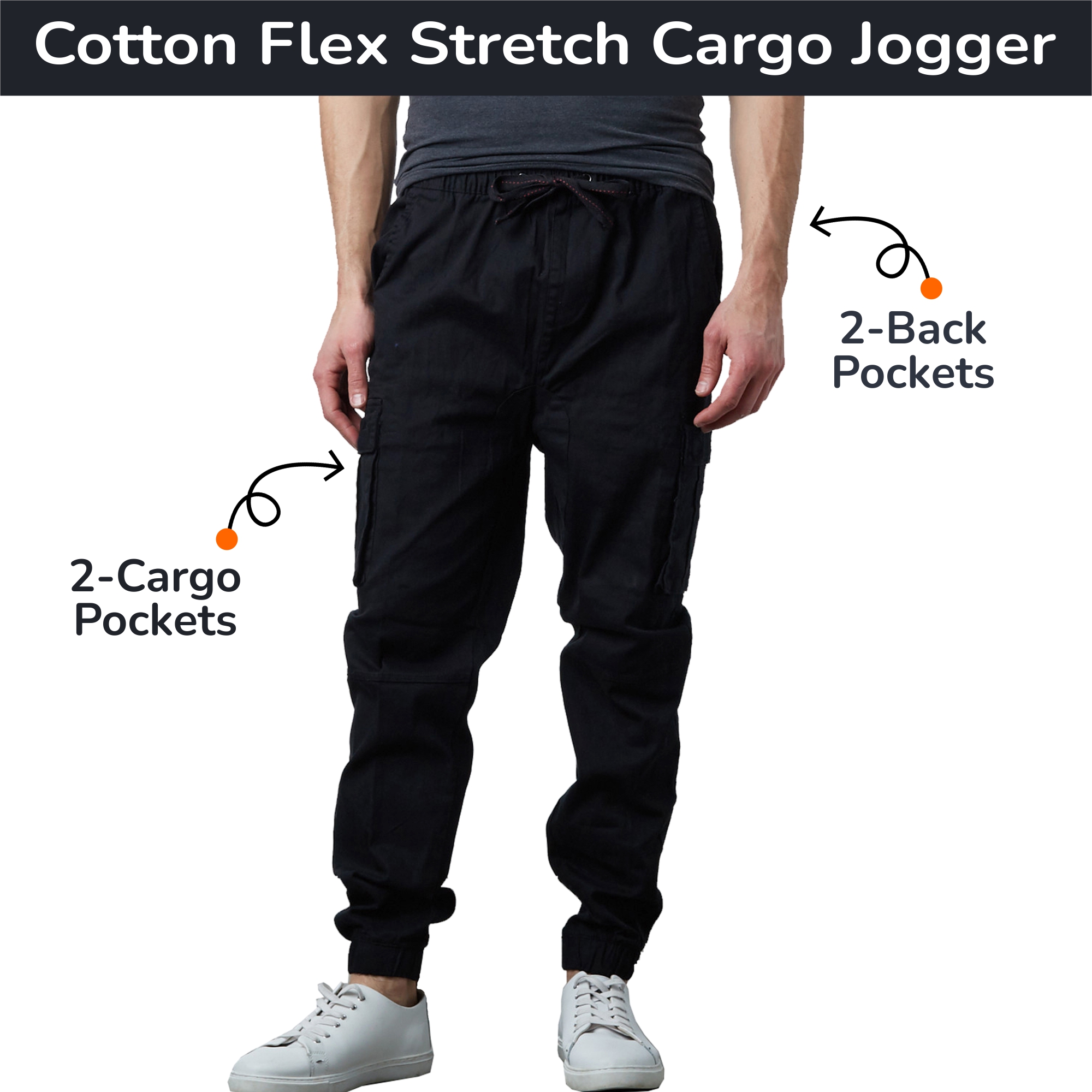3Pk Asst Mens Stretch Cargo Joggers (S-2XL) - Gallery 9