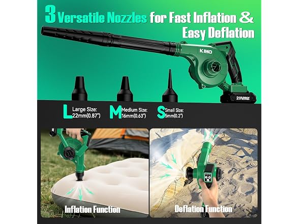 K I M O. Cordless Leaf Blower and Vacuum Combo 4 In 1