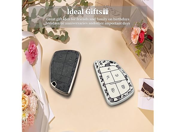 TPU Leather Key Fob Chevy 5Btn Black