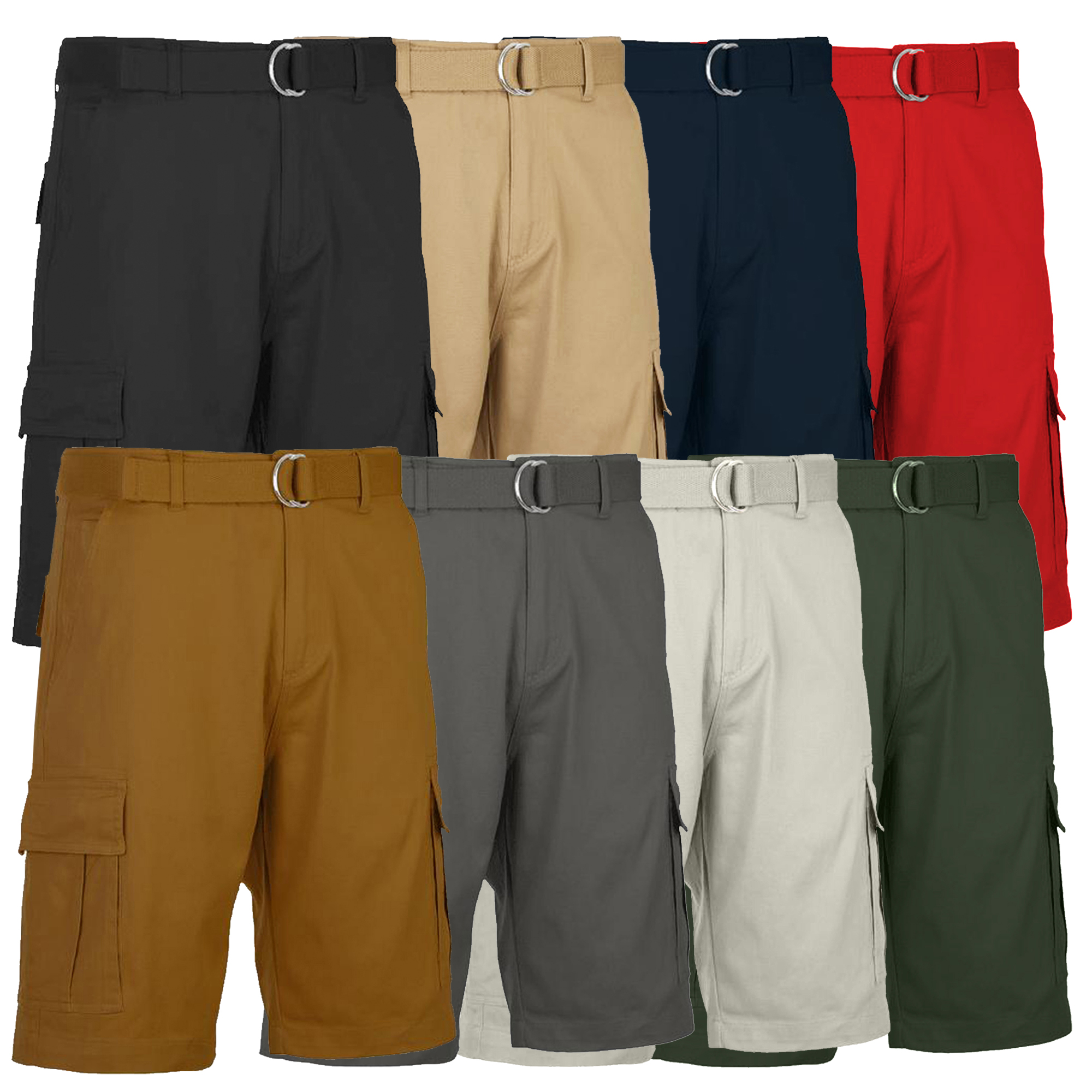 3Pk Mens Cotton Stretch Cargo Shorts (30-42) - Gallery 16