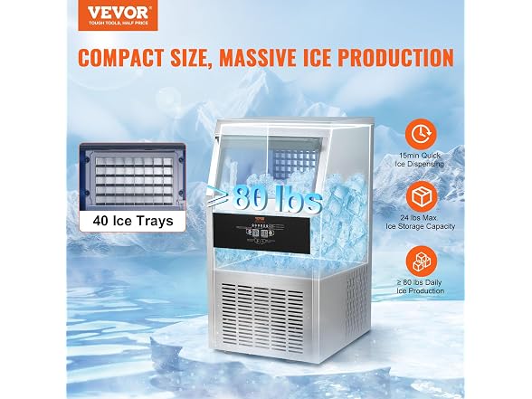 110V Commercial Ice Maker 80-90LBS/24H with