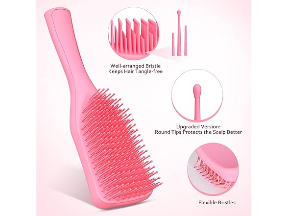SHINLEA No Tangle Hair Brush for Wet or Dry Pink