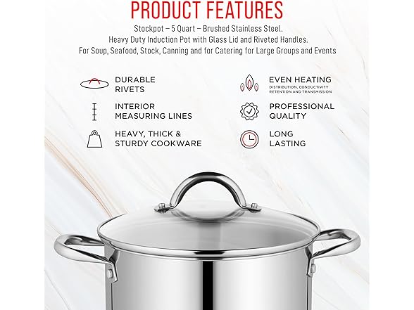 Bakken-Swiss 5-Qt Stainless Steel Stockpot