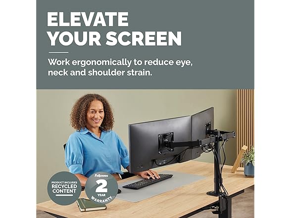 Fellowes Everyday Adjustable Dual Monitor Arm