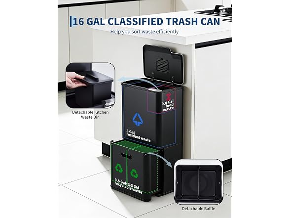 MOVECOM 16 Gal Pull-Out Compost Bin Blac