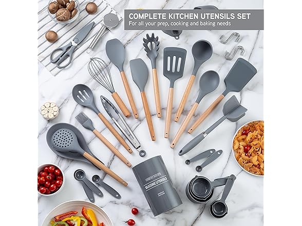 Country Kitchen Non Stick Silicone Utensil Set 