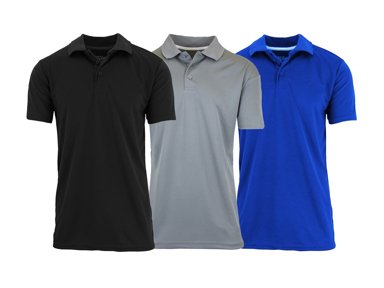 GBH WC-----(New 3PK) / MPK-610 / BK-GY-RY / S Small 3Pk Mens S/S Performance Polo Black - Royal - Grey