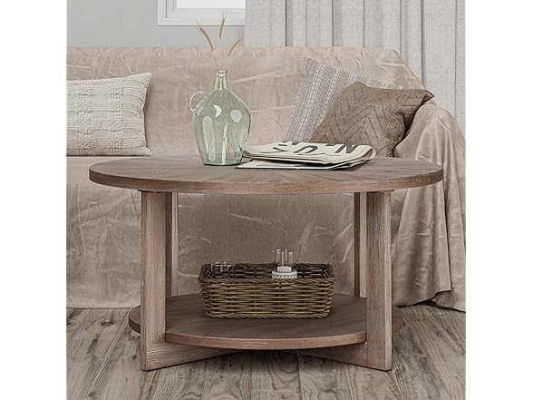 COZAYH Round Wood Coffee Table