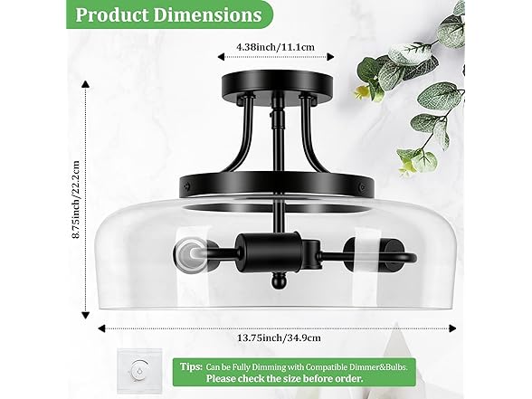 Modern Industrial Semi Flush Mount Ceiling Light