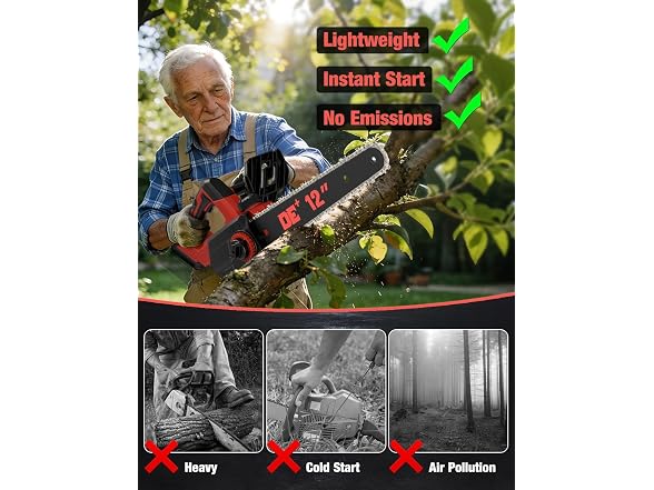 APEXPOWER 12 Inch Brushless Electric Chainsaw