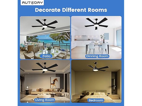 Autoday Ceiling Fan with Light | 52in