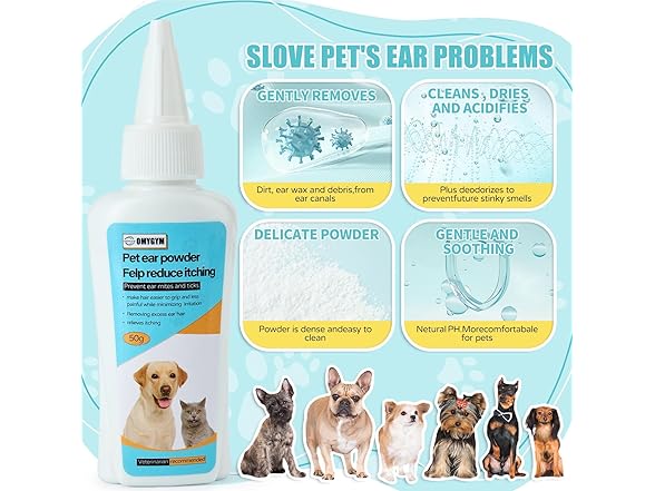 Advanced Pet Ear Powder with Professional 5" Hair Puller