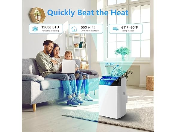 Vossfamul 12,000 BTU (ASHRAE) Portable Air Conditioner