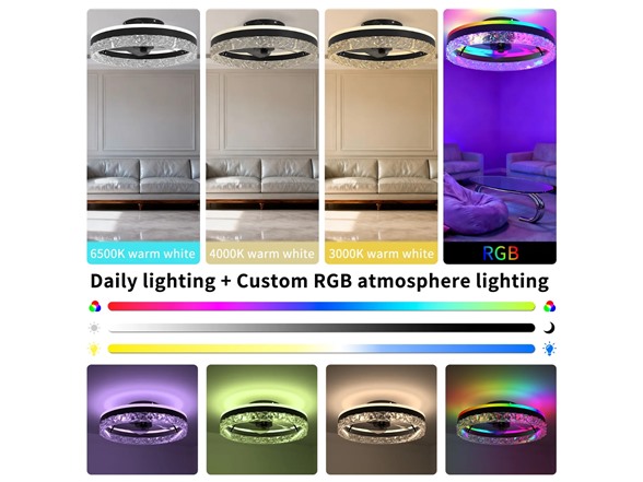Smart RGB LED Ceiling Fan 20 w/ Remote
