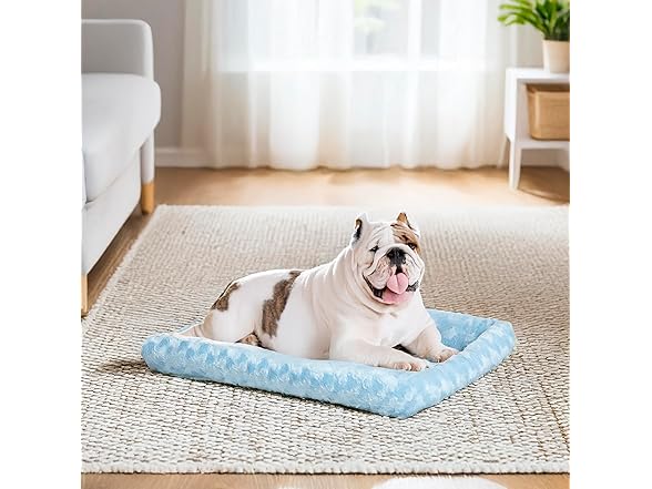Fashion Dog Bed – Blue Faux Fur Bolster