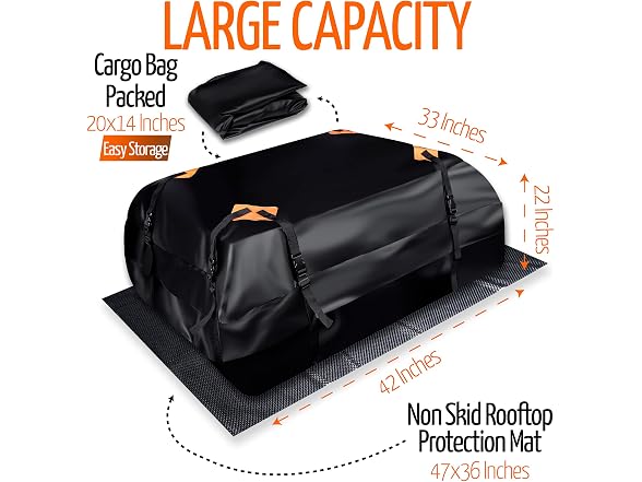 Zone Tech OR0034 Car Roof Cargo Bag Water Resistan Black
