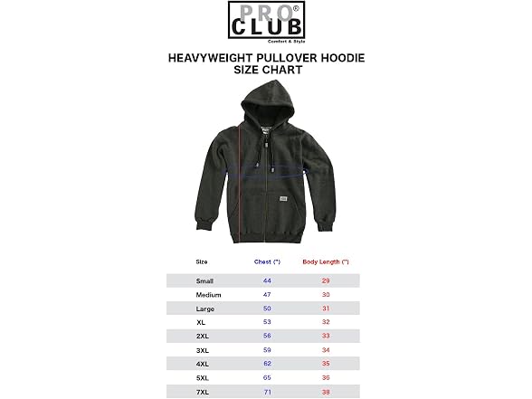 Pro Club Men (3XL) Heavyweight Full Zip Hoodie