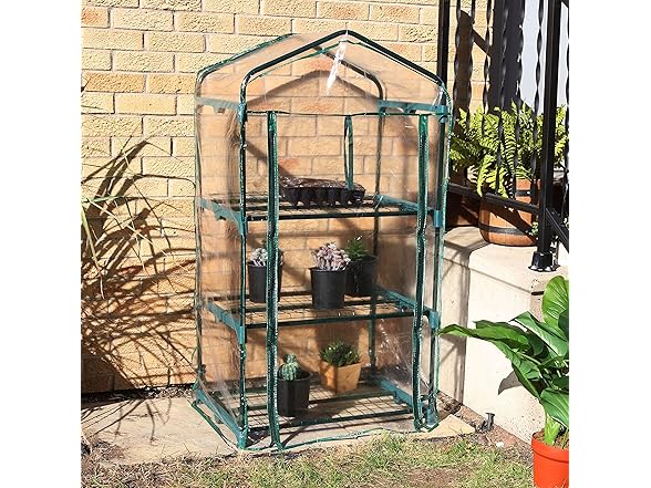 Sunnydaze Outdoor Portable 3-Tier Mini Greenhouse