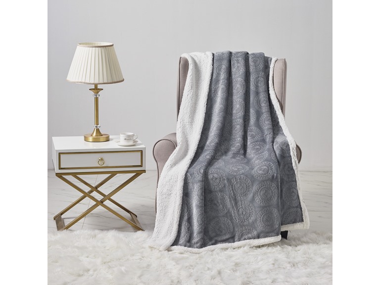 50 x 60 Embossed Sherpa Throw Blanket 100% Polyester
