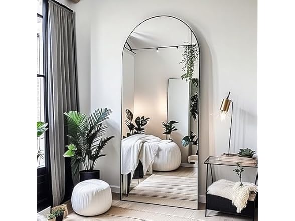 Full Length Arched Floor Mirror-Black