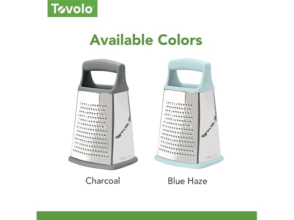 Tovolo Box Grater 4 Sided Large Stainless Steel Cheese Grater Charcoal Gray