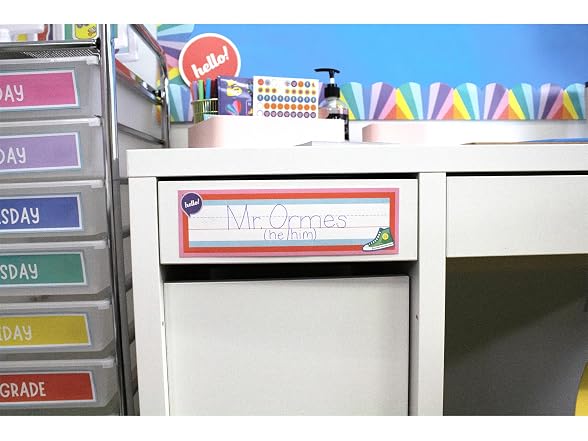 Carson Dellosa Groovy Desk Name Plate, Classroom Name Tags